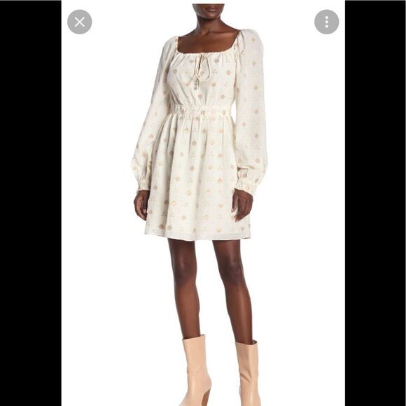 Joie mianda white and gold peasant mini dress - Picture 11 of 12